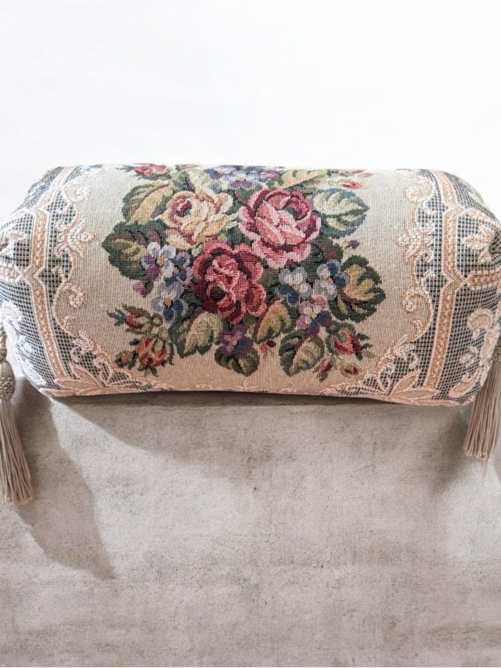 Vintage Floral Tapestry Headrest Pillow by Newport